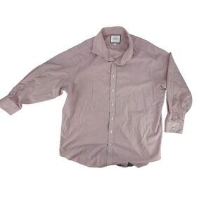 Charles Tyrwhitt Classic Fit Non Iron Gingham Dress Shirt Mens 18 35 Red White